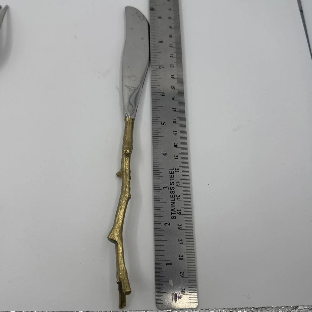 Pier 1 Imports flatware‎ branch/twig-style gold handles stainless steel .
